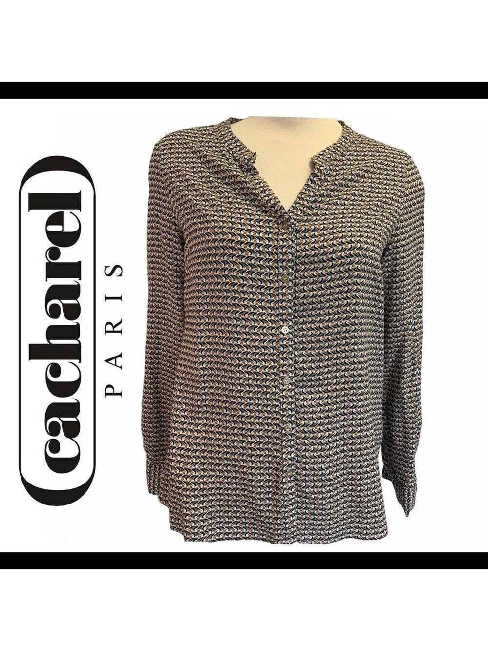 Cacharel Orange black print blouse size small